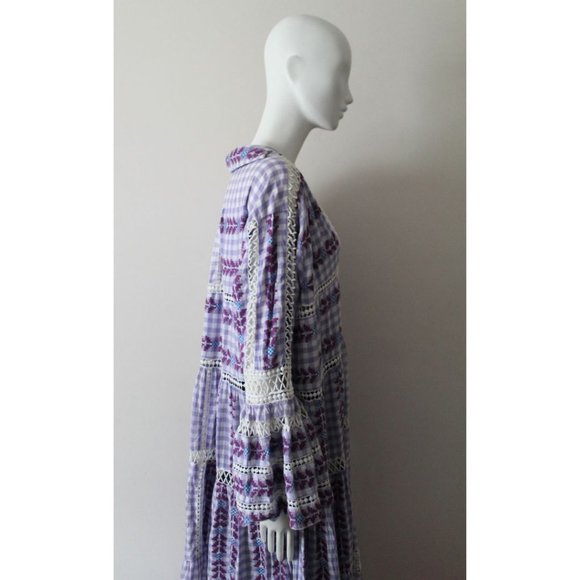 Dodo Bar Or Gingham Check Cotton Jacquard Maxi Dress Size Small - Picture 7 of 13